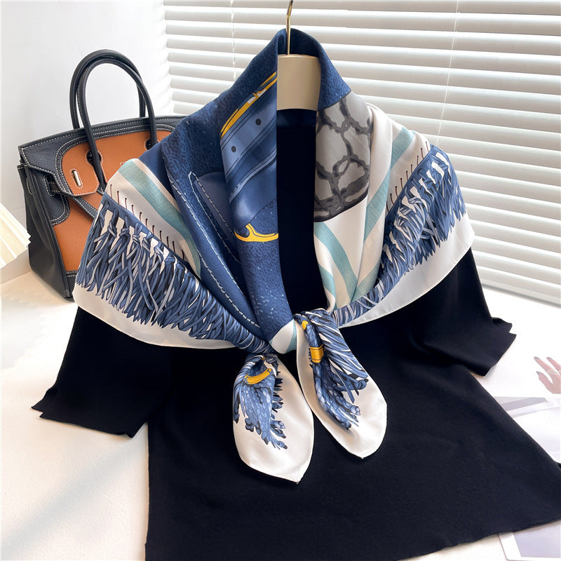 Luxury Women’s Silk Scarf Stylish Color Block Twill Accessory