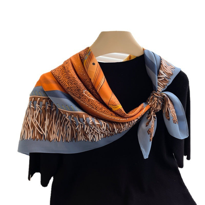 Luxury Women’s Silk Scarf Stylish Color Block Twill Accessory