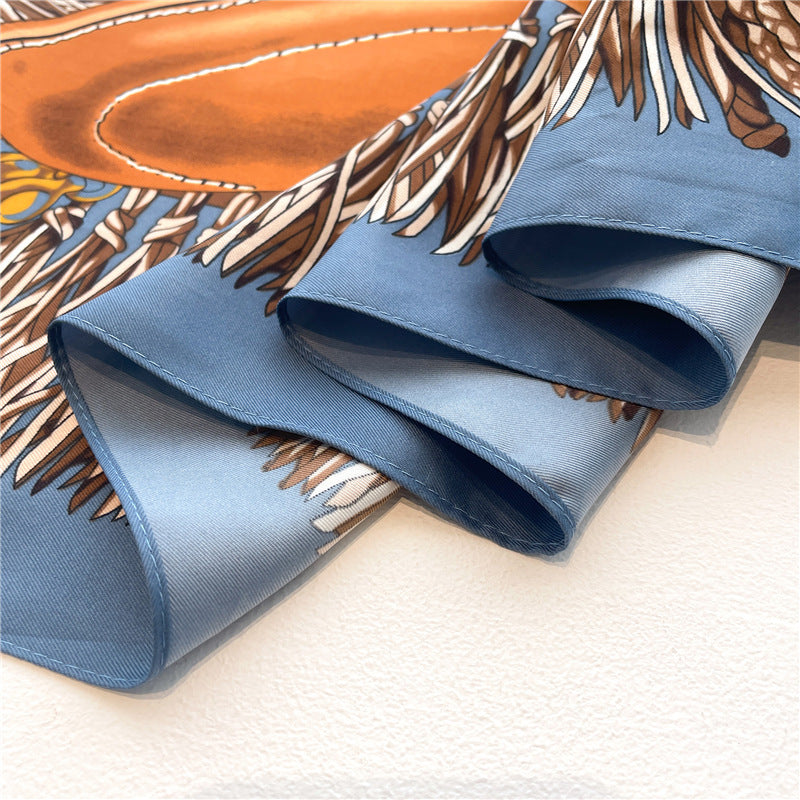 Luxury Women’s Silk Scarf Stylish Color Block Twill Accessory